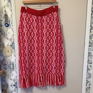 Tuckernuck Red & Pink Geo Knit Mabel Midi Skirt NWT